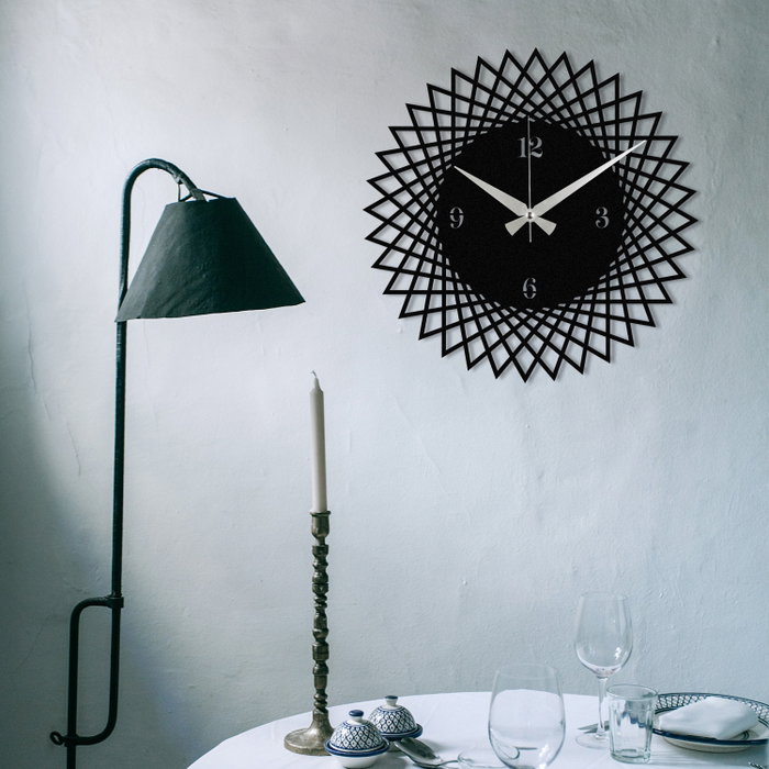 Wallity Reloj de Pared Decorativo Metal S026 Negro 48x48 cm